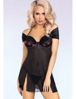 LivCo Corsetti - Kastalia Negligeé und Panty LC 52431 schwarz
