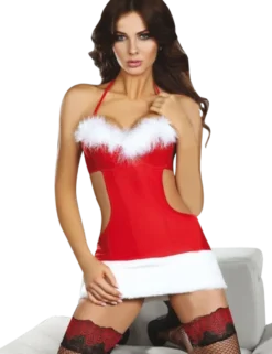 LivCo Corsetti - Neckholder Weihnachts-Kleid Santas Coming in rot/weiß