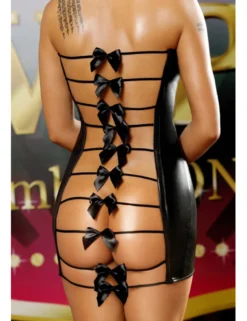 Lolitta Dessous - Wetlook Kleid Bows Dress LO868485M schwarz