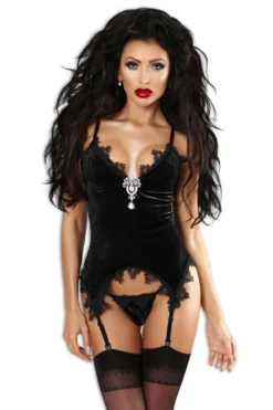 Lolitta - Samt Korsett Wonderful schwarz
