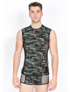 LOOK ME - V-Shirt Military in camouflage