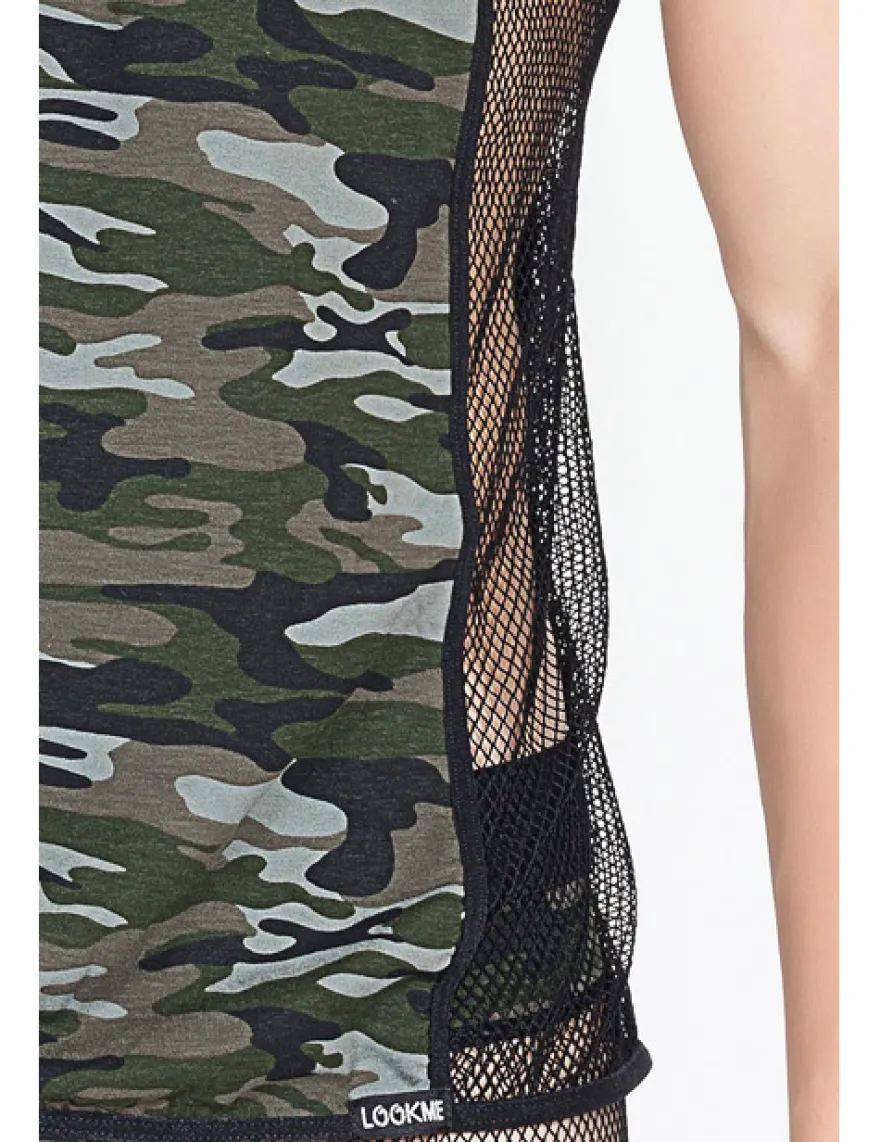 LOOK ME - V-Shirt Military in camouflage