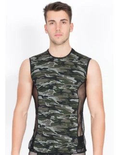 LOOK ME - V-Shirt Military in camouflage