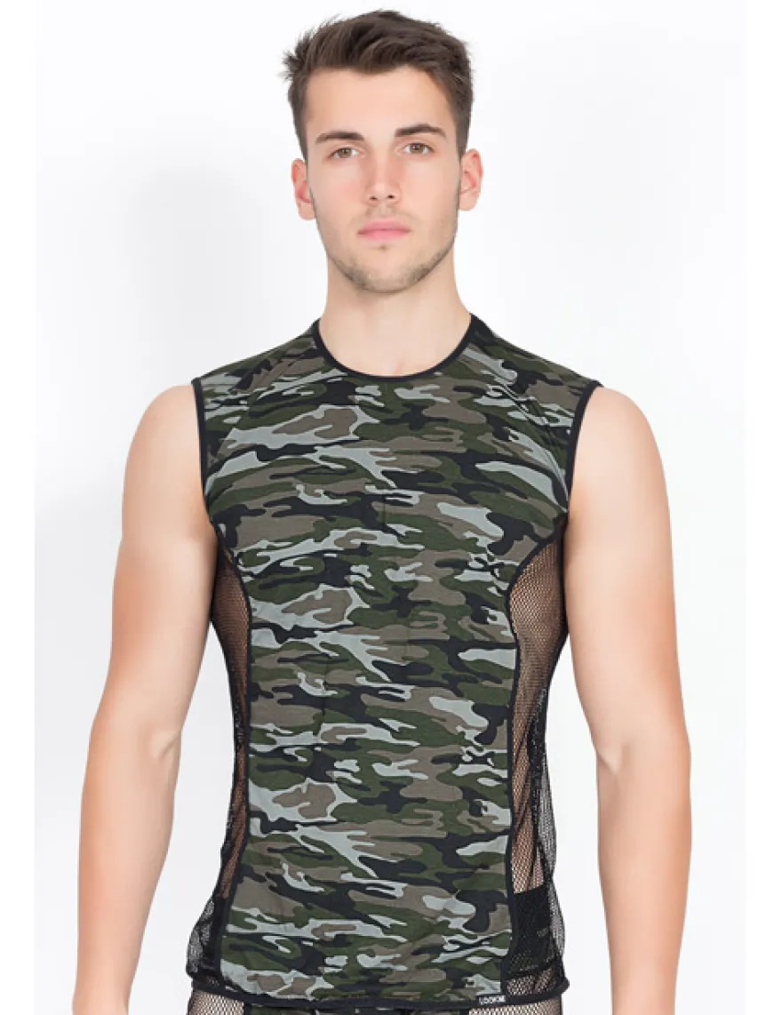 LOOK ME - V-Shirt Military in camouflage