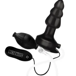LUX FETISH-4” Inflatable Vibrating Butt Plug with Suction Base