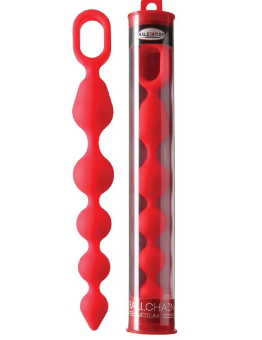 Malesation - Ballchain medium rot Analkette