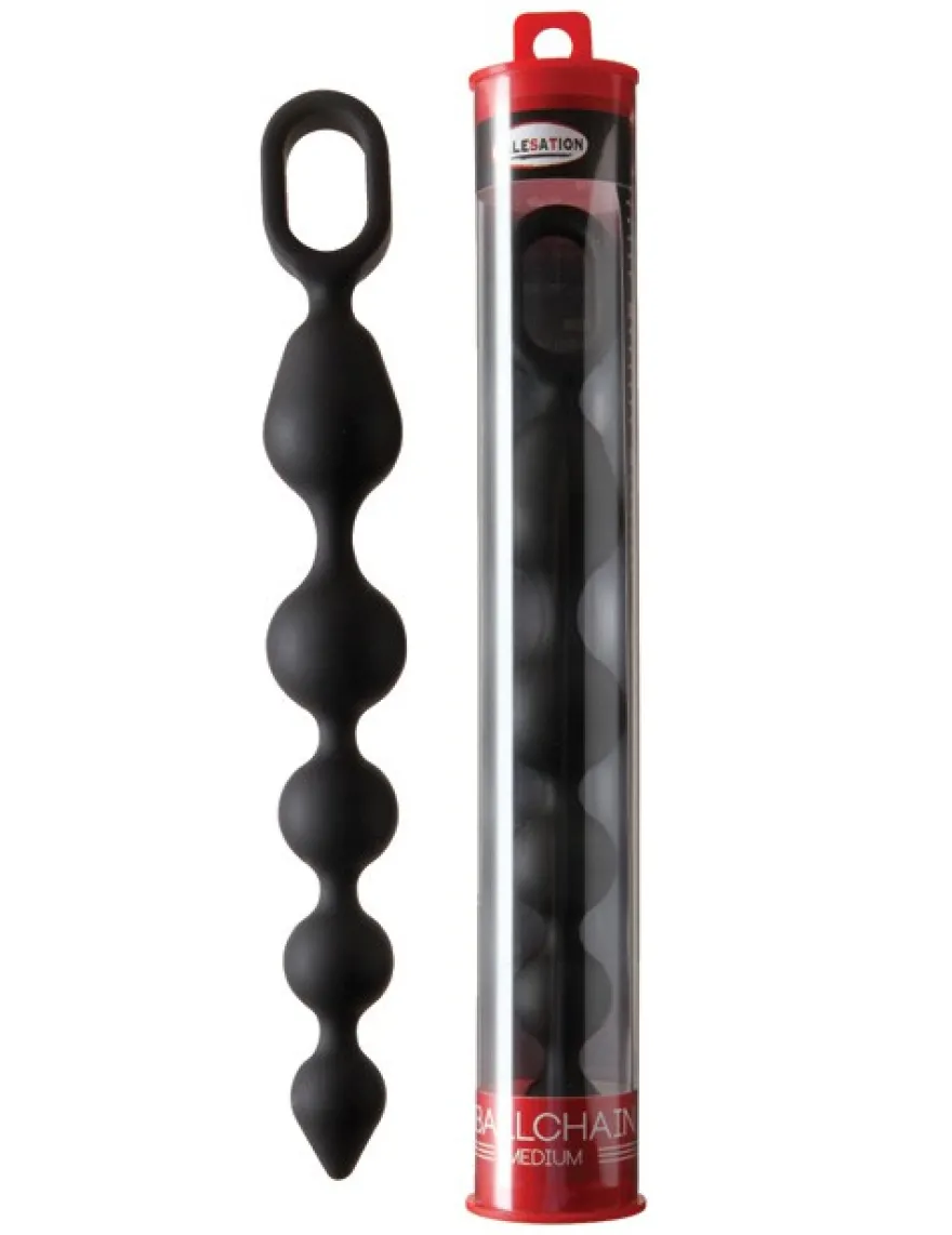 Malesation - Ballchain medium schwarz Analkette