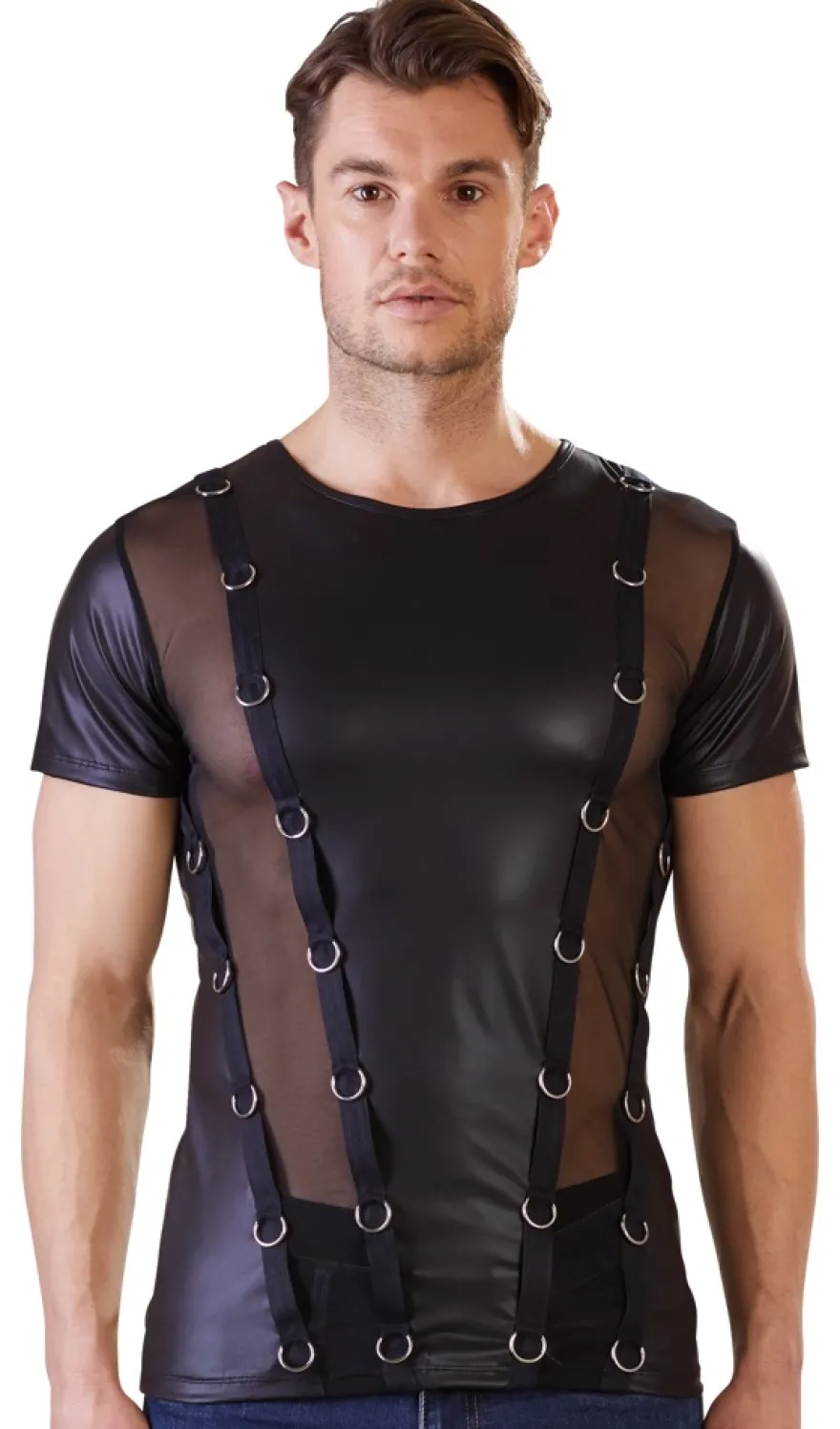 NEK - Herren Shirt mit Riemen & Metallringen