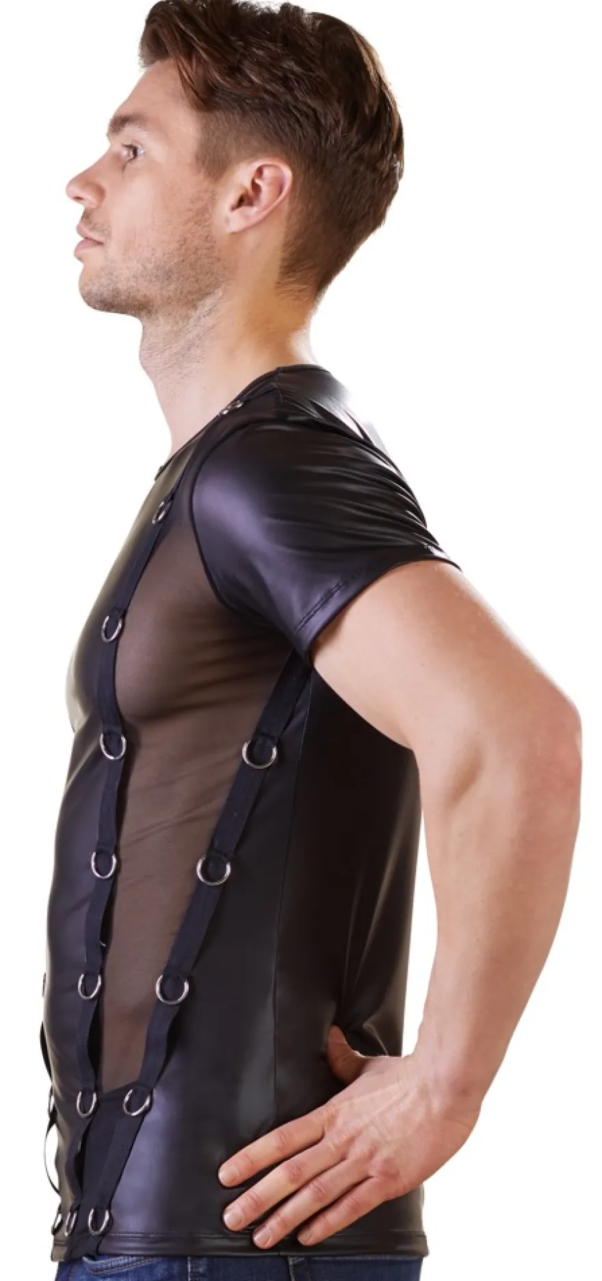 NEK - Herren Shirt mit Riemen & Metallringen