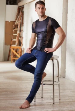 NEK - Herren Shirt mit Riemen & Metallringen