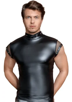 Nek - Mattlook Shirt aus Netzärmeln und Halsfessel