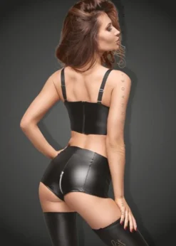 Noir Handmade - High Waist Powerwetlook Shorts mit Reißverschluss F164 schwarz