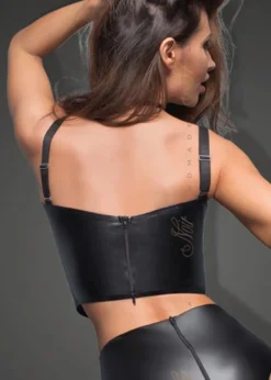 Noir Handmade - Kunstleder Rock mit dekorativen Bändern F171 schwarz