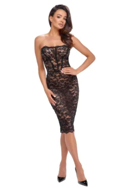 Noir Handmade - Midi Corsagenkleid aus Spitze