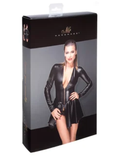 Noir Handmade - Minikleid aus elastischem Powerwetlook schwarz