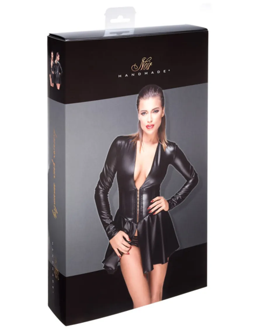 Noir Handmade - Minikleid aus elastischem Powerwetlook schwarz