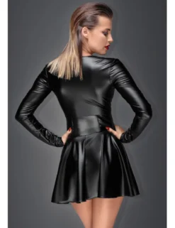 Noir Handmade - Minikleid aus elastischem Powerwetlook schwarz