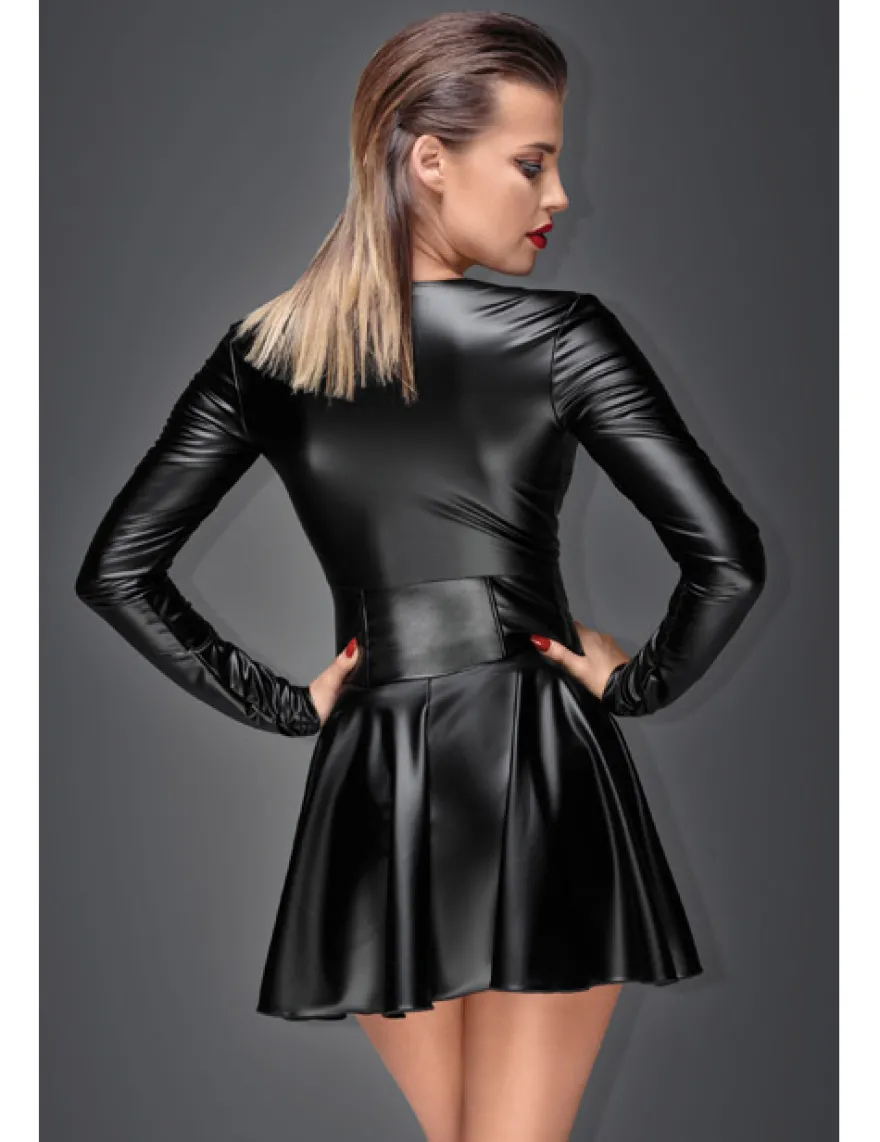 Noir Handmade - Minikleid aus elastischem Powerwetlook schwarz