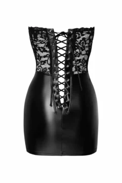 Noir Handmade - Minikleid aus Wetlook und Spitze