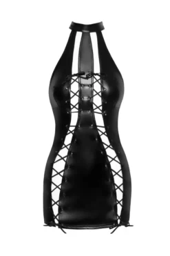 Noir Handmade - Minikleid im Wetlook mit Schnürung