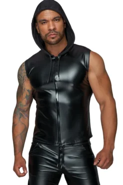 Noir Handmade-MissBehaved Collection-Kapuzenshirt mit Zwei-Wege Zipper H062 schwarz