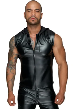 Noir Handmade-MissBehaved Collection-Kapuzenshirt mit Zwei-Wege Zipper H062 schwarz