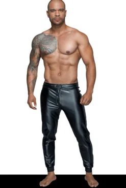 Noir Handmade - MissBehaved Collection-Treggings aus Powerwetlook H063 schwarz