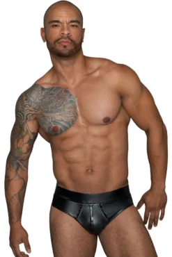 Noir Handmade-MissBehaved Collection-Shorts mit durchgehendem Reißverschluss H065 schwarz