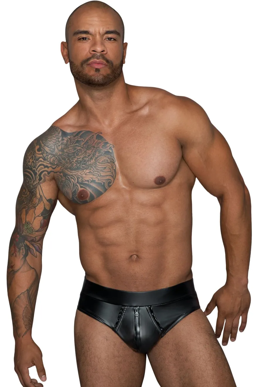 Noir Handmade-MissBehaved Collection-Shorts mit durchgehendem Reißverschluss H065 schwarz