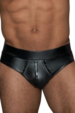 Noir Handmade-MissBehaved Collection-Shorts mit durchgehendem Reißverschluss H065 schwarz