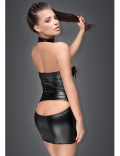 Noir Handmade - Powerwetlook Minikleid mit heißen Ausschnitten schwarz