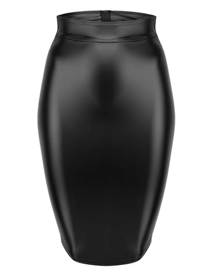 Noir Handmade - Rock aus Powerwetlook schwarz