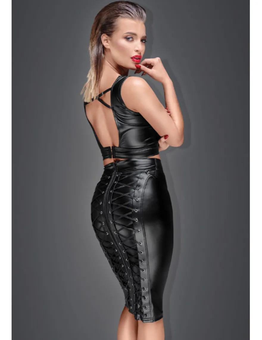 Noir Handmade - Rock aus Powerwetlook schwarz