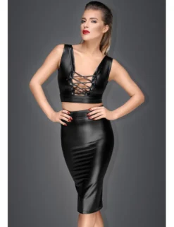 Noir Handmade - Rock aus Powerwetlook schwarz