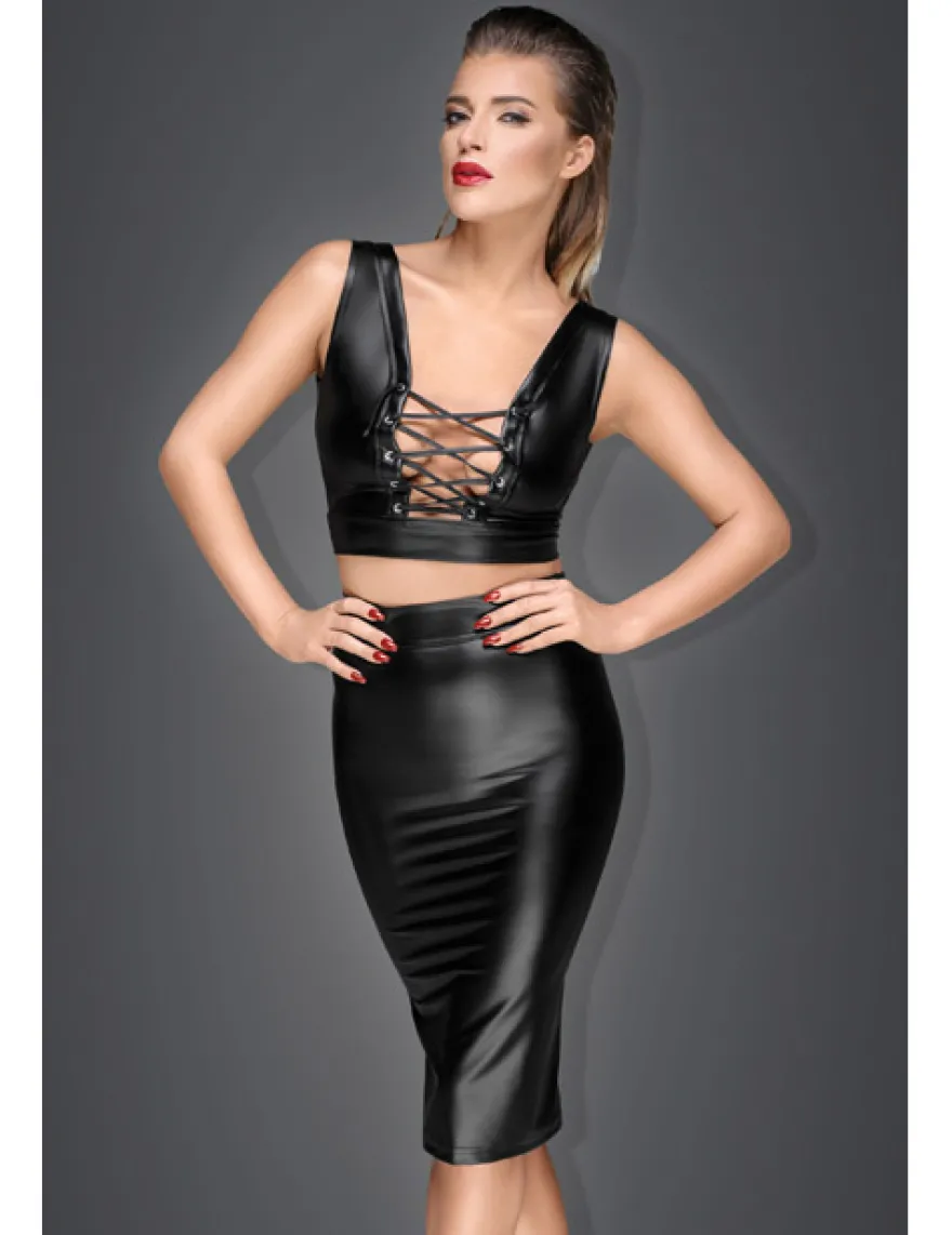 Noir Handmade - Rock aus Powerwetlook schwarz