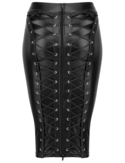 Noir Handmade - Rock aus Powerwetlook schwarz
