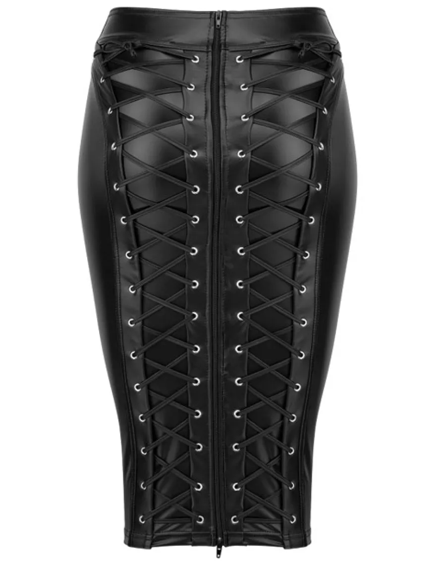 Noir Handmade - Rock aus Powerwetlook schwarz