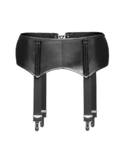 Noir Handmade - Trendiger Wetlook-Strapsgürtel mit Schnürung in schwarz