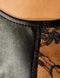 Noir Handmade - Unterbrust-Corsage aus zarter Floralspitze und EcoLeather
