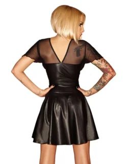 Noir Handmade - Verführerisches Wetlook-Kleid im Burlesque-Stil in schwarz