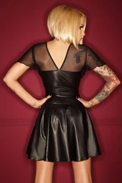 Noir Handmade - Verführerisches Wetlook-Kleid im Burlesque-Stil in schwarz