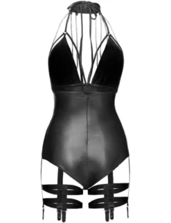 Noir Handmade - wetlook Body OUTRAGEOUS mit Strumpfband F109
