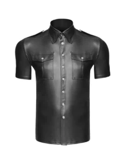 Noir Handmade - Wetlook Hemd mir kurzen Ärmeln