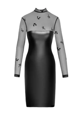 Noir Handmade - Wetlook Midikleid mit Schlitz