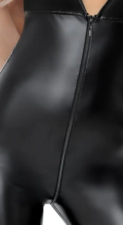 Noir Handmade - Wetlook-Overall mit tiefem Ausschnitt