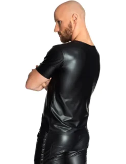 Noir Handmade - Wetlook Shirt mit V-Ausschnitt