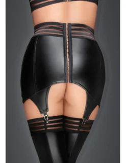Noir Handmade - Wetlook Strapsrock mit elastischen Bändern