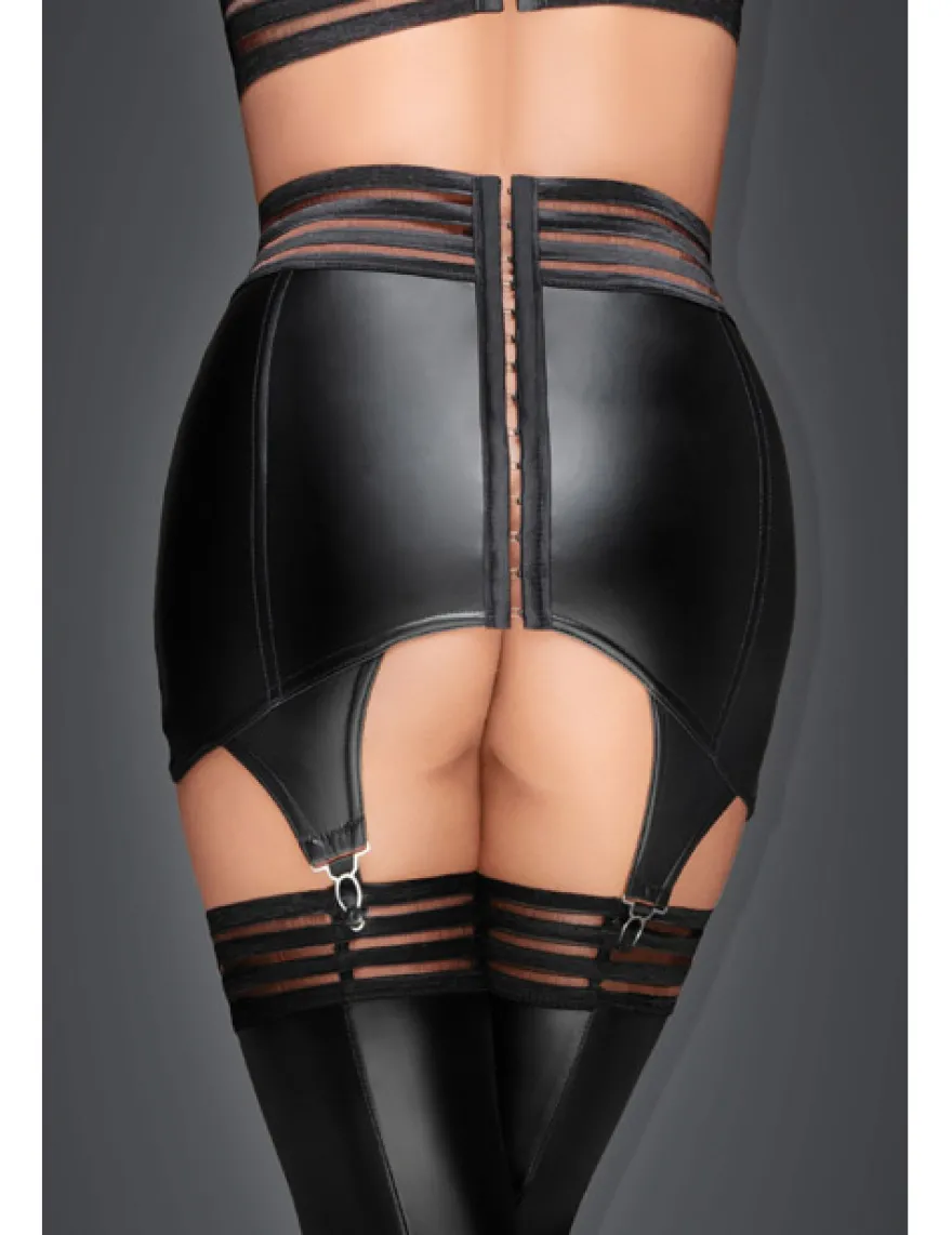 Noir Handmade - Wetlook Strapsrock mit elastischen Bändern