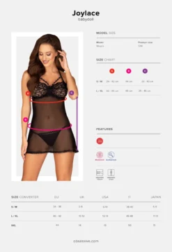 Obsessive - Joylace Babydoll & Tanga schwarz