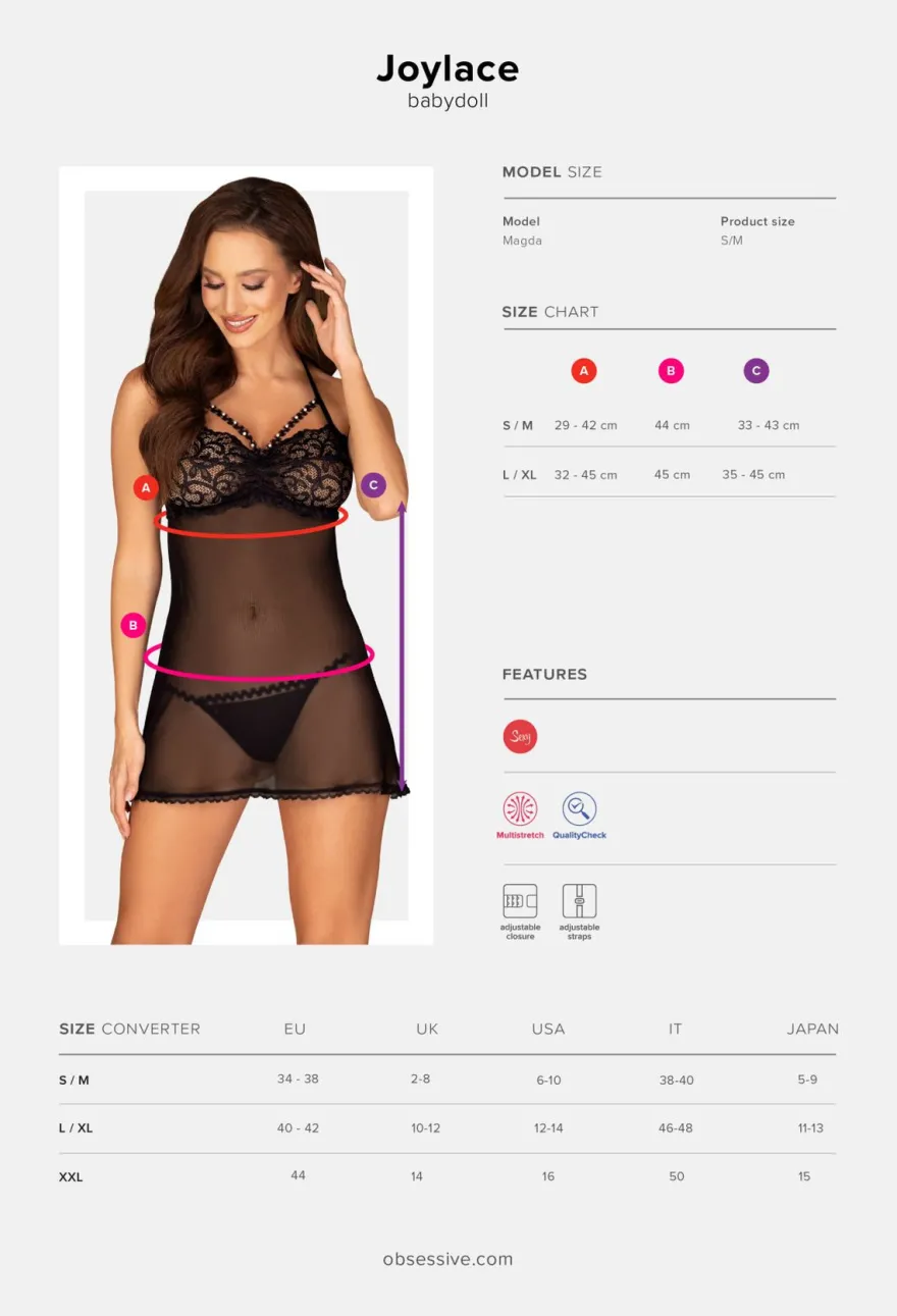 Obsessive - Joylace Babydoll & Tanga schwarz